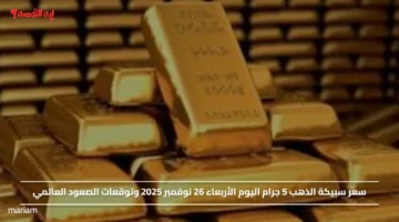سعر سبيكة الذهب 5 جرام اليوم الأربعاء 26 نوفمبر 2025 وتوقعات الصعود العالمي